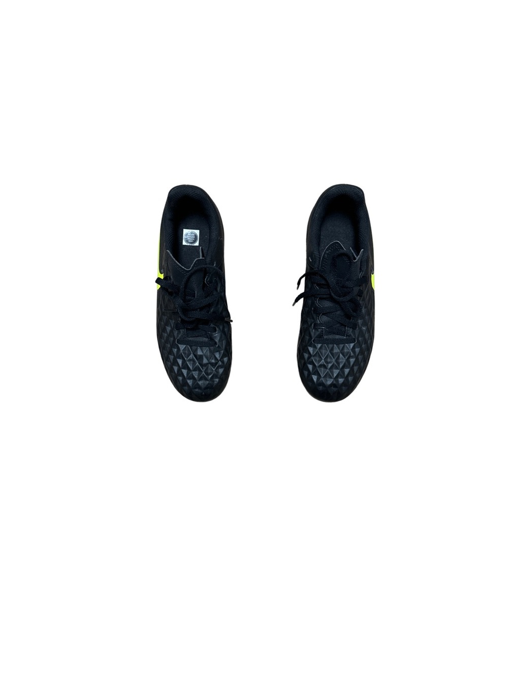 Nike Kids Black with Neon Green Swoosh Jr. Tiempo Legend  Soccer Cleats Size 3Y